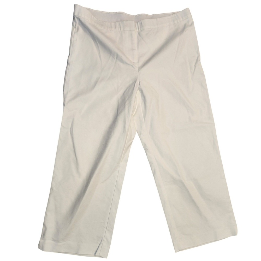 J. Jill Pure Jill White Wide Leg Crop Pants Womens 16 Petite Pull On Minimalist